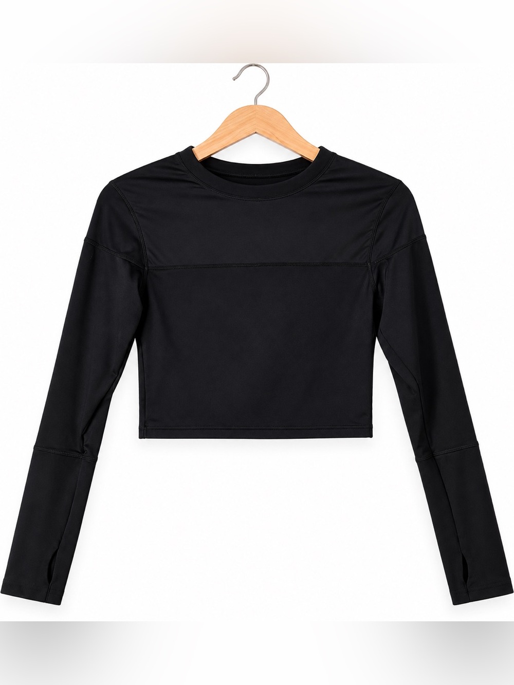 Glyder Black Cropped Long Sleeve Top Medium Yoga Workout Ballet Athleisure
